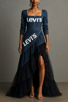 Abito • Denim e tulle • Blu — Alida